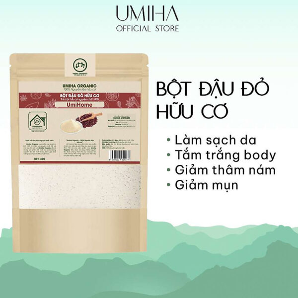 Mua Bột Đậu Đỏ Nguyên Chất UMIHOME 40G đắp mặt, tắm trắng dưỡng da ngăn ngừa mụn hiệu quả - Túi 40G tại Umiha Organic