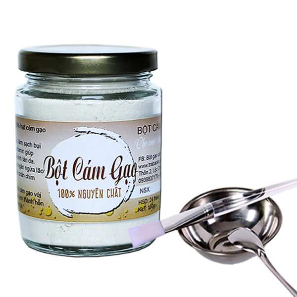 Mua Bột Cám Gạo Nguyên Chất Vũ Gia (100gr/hũ) + Tặng Bộ Đắp Mặt Nạ Inox tại VŨ GIA TEA & FARM