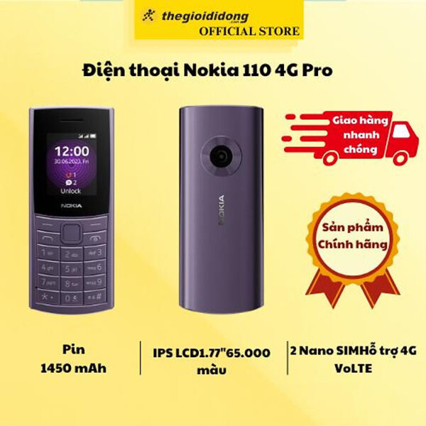 Mua Điện thoại Nokia 110 4G Pro - Hàng Chính Hãng - Tím tại Thế Giới Di Động Official