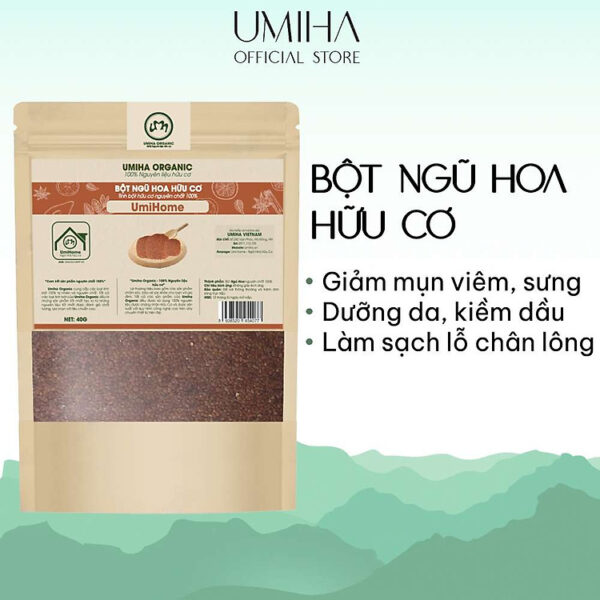 Mua Hạt Ngũ Hoa hữu cơ UMIHOME 40G nguyên chất, đắp mặt nạ dưỡng trắng da ngăn ngừa mụn thâm nám hiệu quả tại nhà tại Umiha Organic