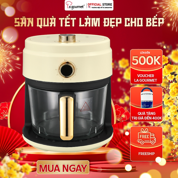 Mua [Hàng chính hãng] Nồi chiên không dầu thủy tinh cao cấp La goumet 4L - Kem Vanilla tại La gourmet Flagship