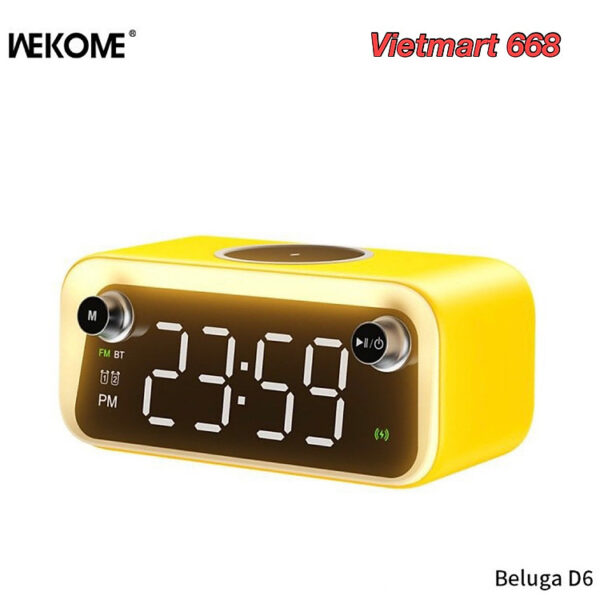 Mua Loa Bluetooth Đa Năng WEKOME Beluga D6 - Kiêm Đèn Led và Sạc Không Dây, Decor Bàn Làm Việc, Đồng Hồ Để Bàn - Hàng Chính Hãng - Màu vàng tại VIETMART 668