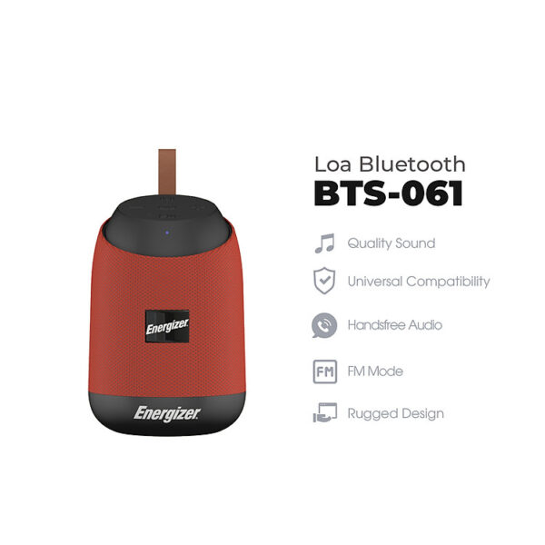 Mua Loa Bluetooth di động Energizer BTS061 kiêm pin dự phòng - Kết nối Bluetooth 5.0, Tích hợp micro, hỗ trợ FM radio, thẻ Micro SD, cổng sạc USB-A - HÀNG CHÍNH HÃNG - Màu đỏ...