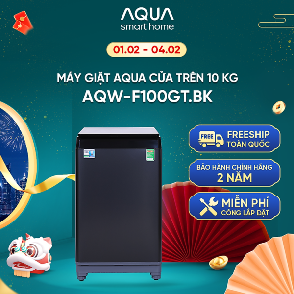 Mua Máy giặt Aqua 10 KG AQW-F100GT.BK - Freeship toàn quốc - Bảo hành 2 năm - Hỗ trợ lắp đặt - Hàng chính hãng tại Aqua Official Store