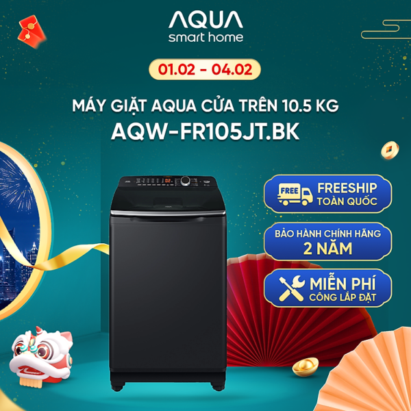 Mua Máy giặt cửa trên Aqua 10.5kg AQW-FR105JT.BK - Freeship toàn quốc - Bảo hành 2 năm - Hỗ trợ lắp đặt - Hàng chính hãng tại Aqua Official Store