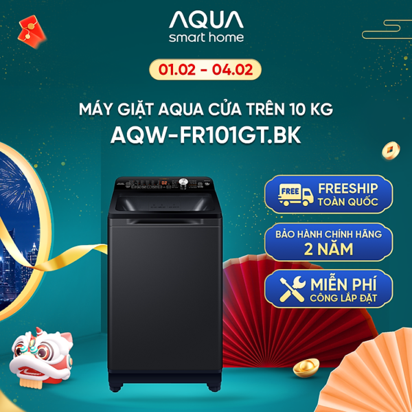 Mua Máy giặt cửa trên Aqua 10kg AQW-FR101GT.BK - Hàng chính hãng - Chỉ giao HCM, Hà Nội, Đà Nẵng, Hải Phòng, Bình Dương, Đồng Nai, Cần Thơ tại Aqua Official Store