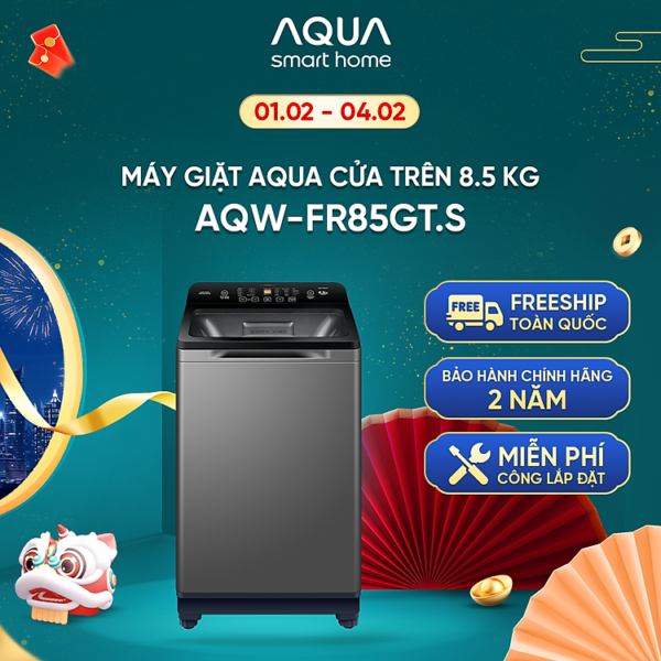 Mua Máy giặt cửa trên Aqua 8.5kg AQW-FR85GT.S - Hàng chính hãng - Chỉ giao HCM, Hà Nội, Đà Nẵng, Hải Phòng, Bình Dương, Đồng Nai, Cần Thơ tại Aqua Official Store