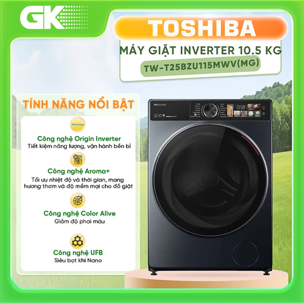 Mua Máy giặt Toshiba Inverter 10.5 kg TW-T25BZU115MWV(MG) - HÀNG CHÍNH HÃNG CHỈ GIAO HCM tại Gia Khang