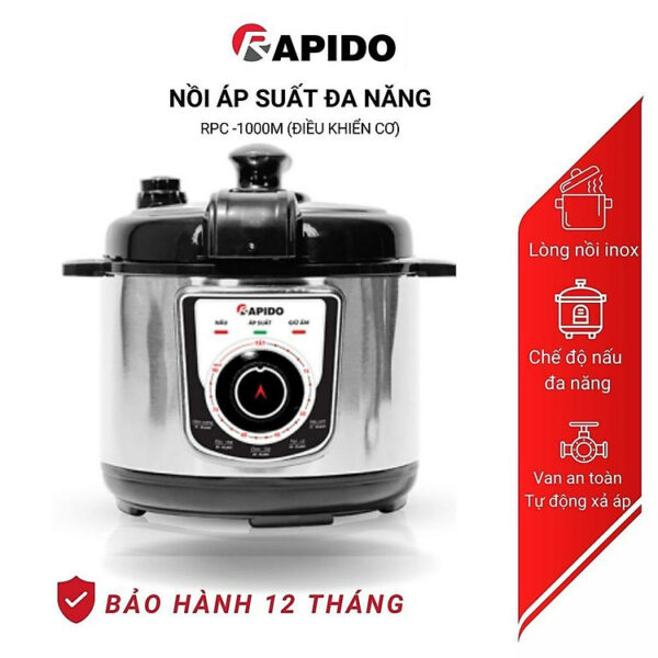 Mua Nồi áp suất đa năng Rapido RPC-1000M chế độ nấu an toàn, tự động xả áp, dung tích 5L - Hàng chính hãng tại Cửa Hàng Viethome