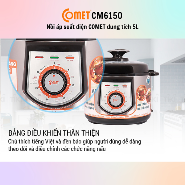 Mua Nồi áp suất điện Comet CM6150 (5.0L) - CM6151 (6.0L) - Hàng Chính Hãng - Bảo Hành 12 Tháng - CM6151 (6.0L) tại Edistributor