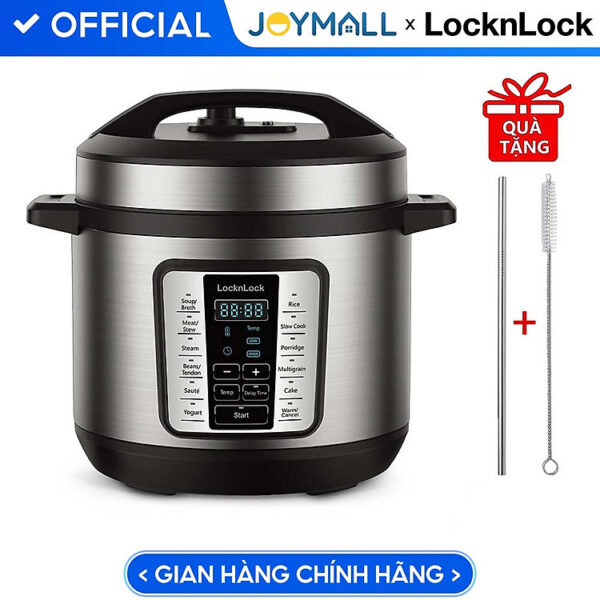 Mua Nồi Áp Suất Điện Tử Lock&Lock EJP666SLV 6 Lít Có 11 Chế Độ Cài Đặt Sẵn, Giữ Ấm Tối Đa 24h - Hàng Chính Hãng Tặng Kèm Ống Hút Inox Và Cọ Rửa Ống Hút tại JoyMall LocknLock...