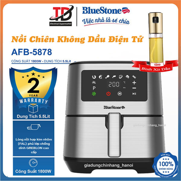 Mua Nồi chiên không dầu điện tử BlueStone AFB-5878 - 5.5 Lít, Công nghệ làm nóng Rapid Air - Hàng chính hãng tại TD Electrical Supermarket