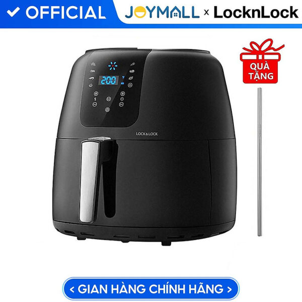 Mua Nồi Chiên Không Dầu Điện Tử Lock&Lock EJF296BLK (7.2 Lít) - Hàng Chính Hãng - Kèm Chảo Nướng Và Ống Hút Thẳng Inox tại JoyMall LocknLock Chính Hãng