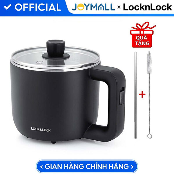 Mua Nồi Điện Đa Năng Lock&Lock EJP116BLK 0.8 Lít Dùng Nấu Mì, Nấu Lẩu - Hàng Chính Hãng Tặng Kèm Khay Hấp Trứng Và Combo Ống Hút + Cọ Rửa tại JoyMall LocknLock Chính Hãng