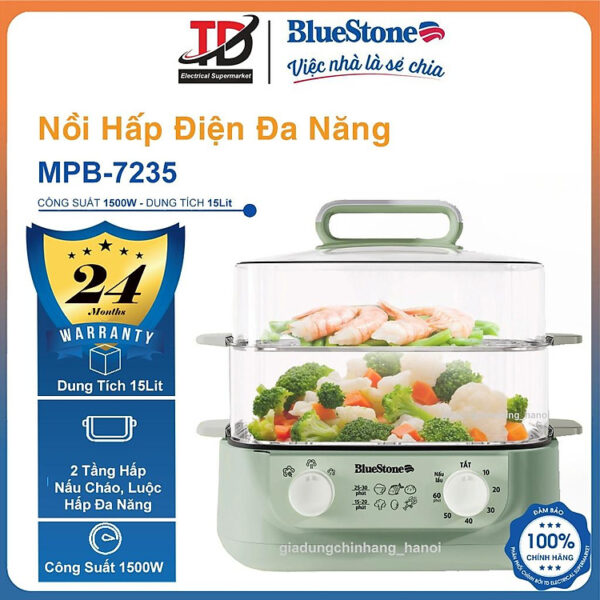 Mua Nồi Hấp Điện Đa Năng Bluestone MPB-7235, 1500w - 15Lit 2 Tầng, Nấu Cháo, Luộc, Hấp Đa Dạng, Hàng Chính Hãng tại TD Electrical Supermarket