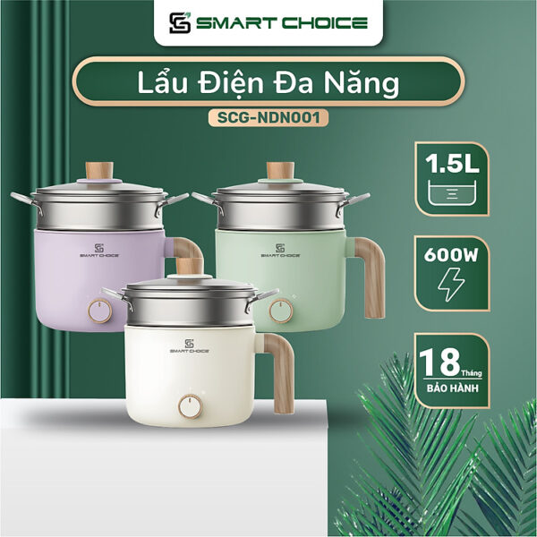 Mua Nồi Lẩu Điện Mini SmartChoice Hàng chính hãng SCG-NDN001, Nồi Điện Đa Năng 1,5L 600W Kèm Xửng Hấp 3 Mức Nhiệt - Màu trắng tại SMARTCHOICE GIA DỤNG VIỆT