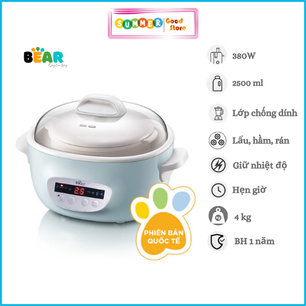 Mua Nồi Nấu Chậm BEAR SUBE003 2.5L Phiên Bản Quốc Tế - Hàng Chính Hãng tại Telovietnam