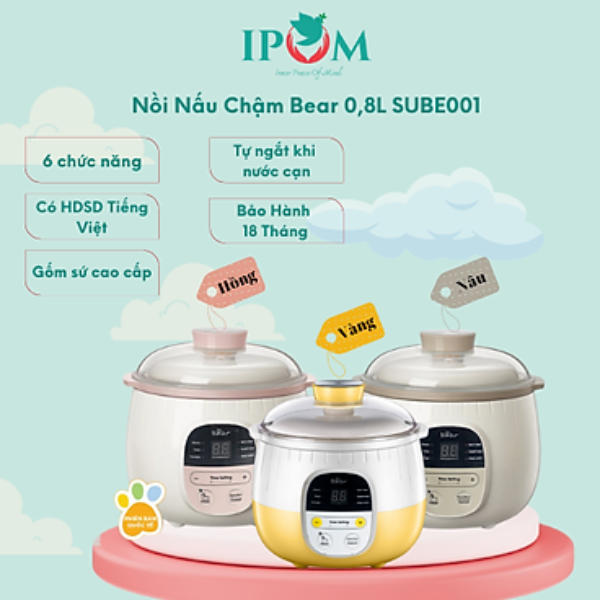 Mua Nồi Nấu Cháo Chậm, Chưng Yến, Ninh Hầm Đa Năng Bear 0,8L SUBE001 - Hàng Chính Hãng, Bản Quốc Tế Bảo Hành 18 Tháng tại Telovietnam