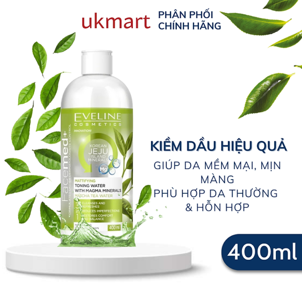 Mua Nước Hoa Hồng Eveline Kiềm Dầu Khoáng Chất 400ml Toning Water With Magma Mineral Matcha Tea tại Ukmart