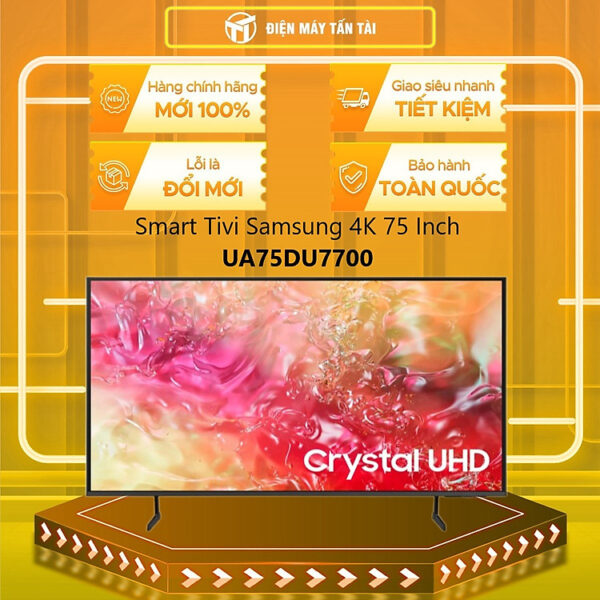 Mua Smart Tivi Samsung 4K 75 Inch UA75DU7700 75DU7700 - Hàng chính hãng - Chỉ giao HCM tại ĐIỆN MÁY TẤN TÀI