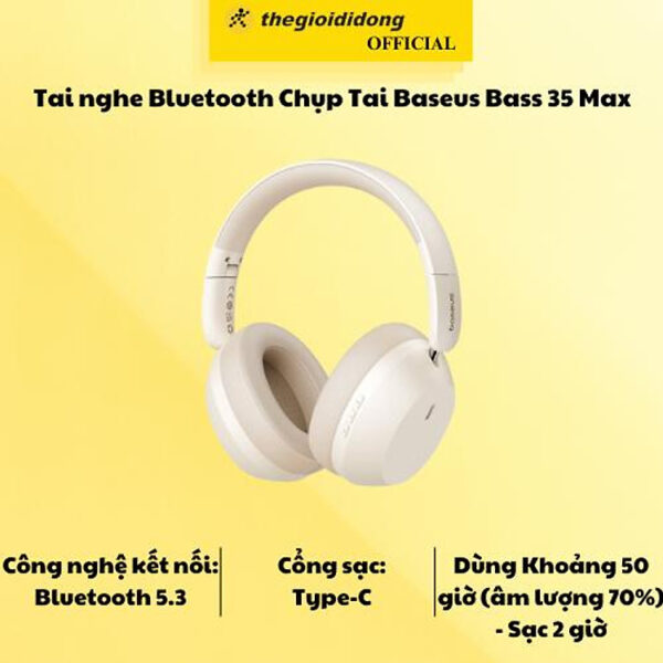 Mua Tai nghe Bluetooth Chụp Tai Baseus Bass 35 Max - Hàng chính hãng tại Thế Giới Di Động Official