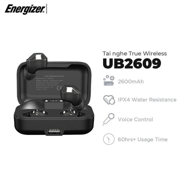 Mua Tai nghe True Wireless Energizer UB2609 Bluetooth V5.0 - tích hợp sạc dự phòng, kháng nước - HÀNG CHÍNH HÃNG tại Phụ Kiện Hoàn Linh