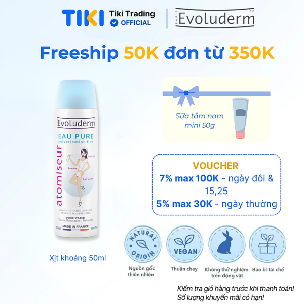 Mua Xịt khoáng dưỡng ẩm, làm dịu và bảo vệ da Evoluderm Atomiseur Eau Pure - 50ml tại Tiki Trading